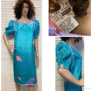 Vintage Flora Kung  100% Silk Dress‎